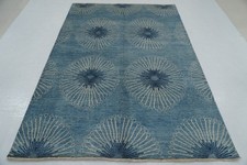 6x8 ft Blue Floral Gabbeh Afghan Hand Knotted Wool Area Rug
