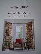 Laura Ashley Gosford Cranberry Lined Pencil Pleat Curtains 90" drop 88" wide