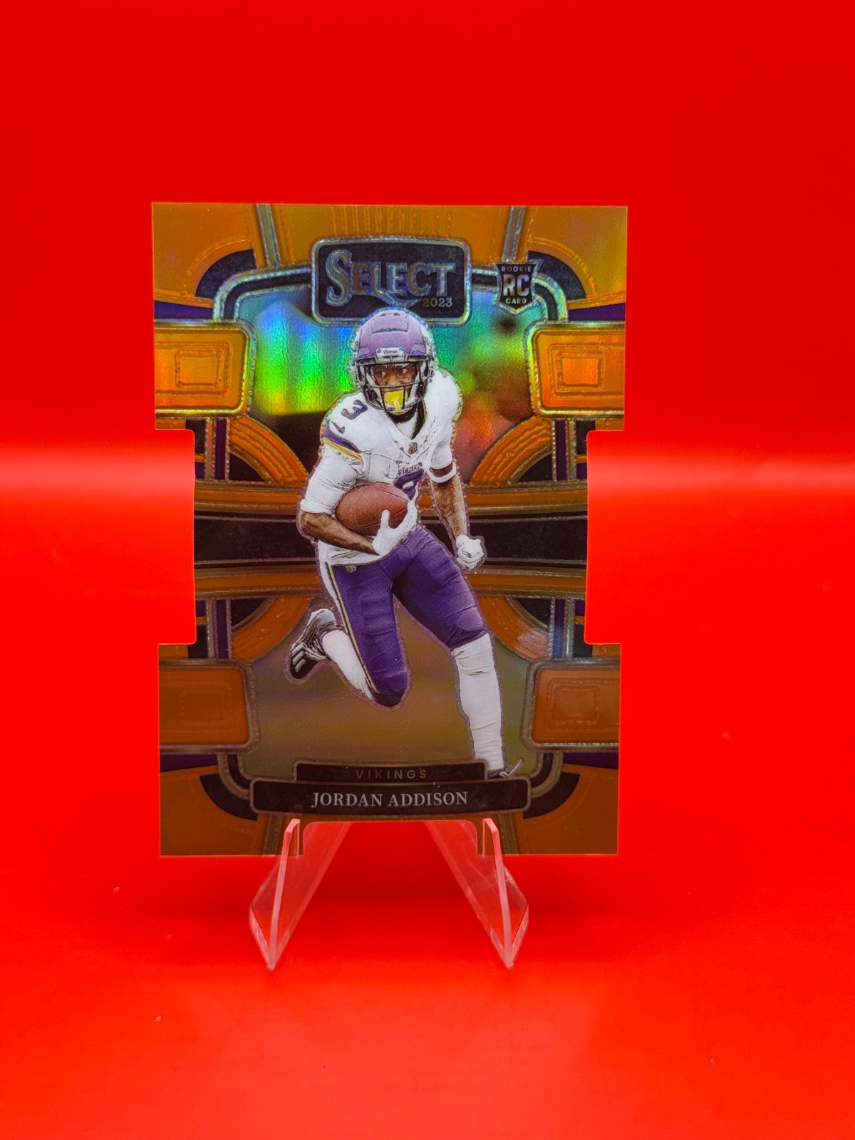 2023 Panini Select - Jordan Addison #66 Orange Prizm Die-Cut #/499 (RC) Vikings