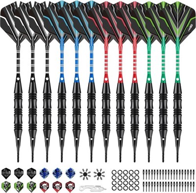 CyeeLife Darts Plastic Tip - Professional Soft Tip Darts Set - 12 Pcs 20 Gram wi