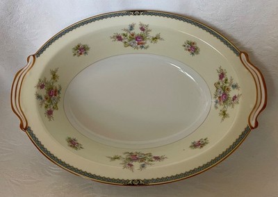 Noritake N928 - 1948 Nippon Toki Kaisha 10'' OVAL SERVING BOWL Pink & White Roses