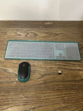 Wireless Keyboard and Mouse RGB Backlit Combo, Slim & Quiet, Rechargeable, Li...