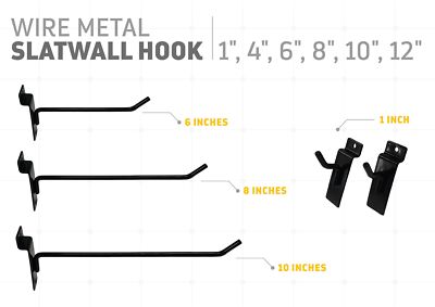 Slatwall Hooks Retail Display Wire Metal Hanger 1'',4'',6'',8'',10'',12''