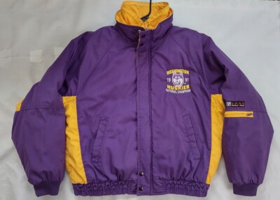 VTG RARE LOGO 1991 NATIONAL CHAMPIONS WASHINGTON HUSKIES BOMBER JACKET  SIZE XL