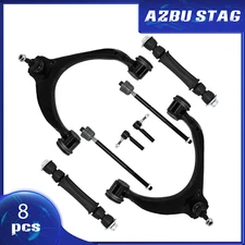 8Pc Front Control Arms w/Sway Bar Link Tie Rod For 14-16 Silverado Escalade