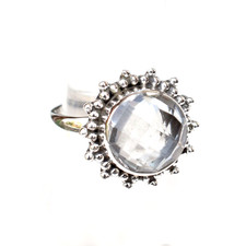 Natural Crytal quartz Ring Clear quartz Ring 925 Sterling Handmade Ring-CR006