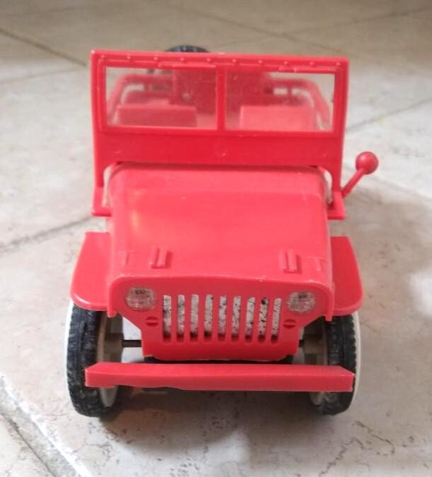 Vintage Cragstan Red Plastic Jeep Battery Operated Hong Kong