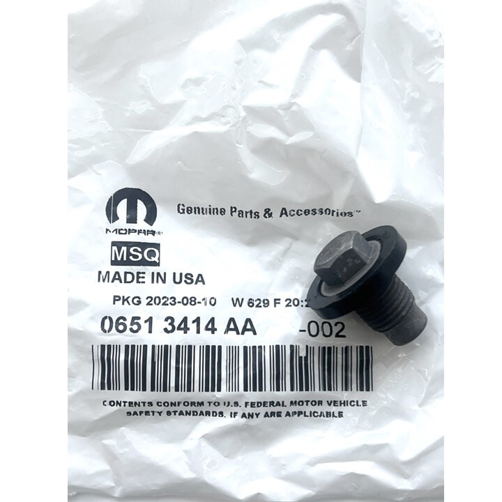 Mopar OEM Engine Oil Drain Plug For Jeep Dodge Chrysler 1996-2024 - Part #6506214AA & 6513414AA