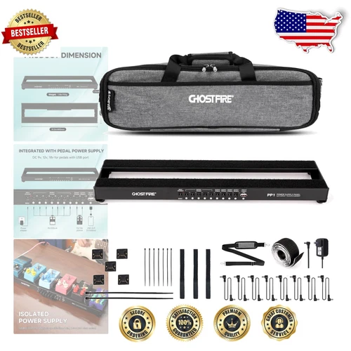 Professional Guitar Pedalboard with Noise-Free Power Supply & Storage Bag