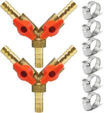 Hooshing 3 Way Shut off Ball Valve 5/16" ID Hose Barb Brass Y Shaped Ball Valve