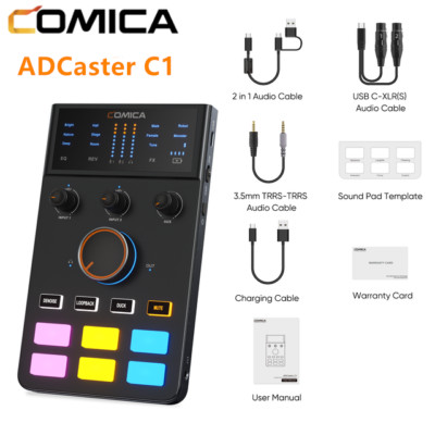 Comica ADCaster C1 Live Streaming XLR Podcase Audio Mixer Microphone Sound Card 