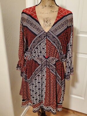 Gianni Bini Women's Size M Colorful 3/4 Sleeve Shift Dress
