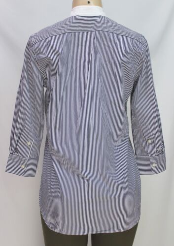Lauren Ralph Lauren Bib-front Shirt 3/4 Sleeve Stripes White/Black Size S - Picture 7 of 8