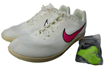 Nike Zoom Rival Track  Field Distance Spikes White Pink Mens Sz 10.5