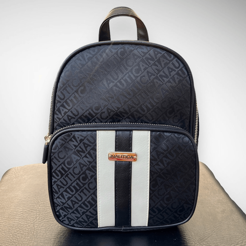 Neu mit Etikett Nautica Jacquard Logo Sport gestreifter schwarz & weiß Rucksack Größe Medium - Bild 2 von 16