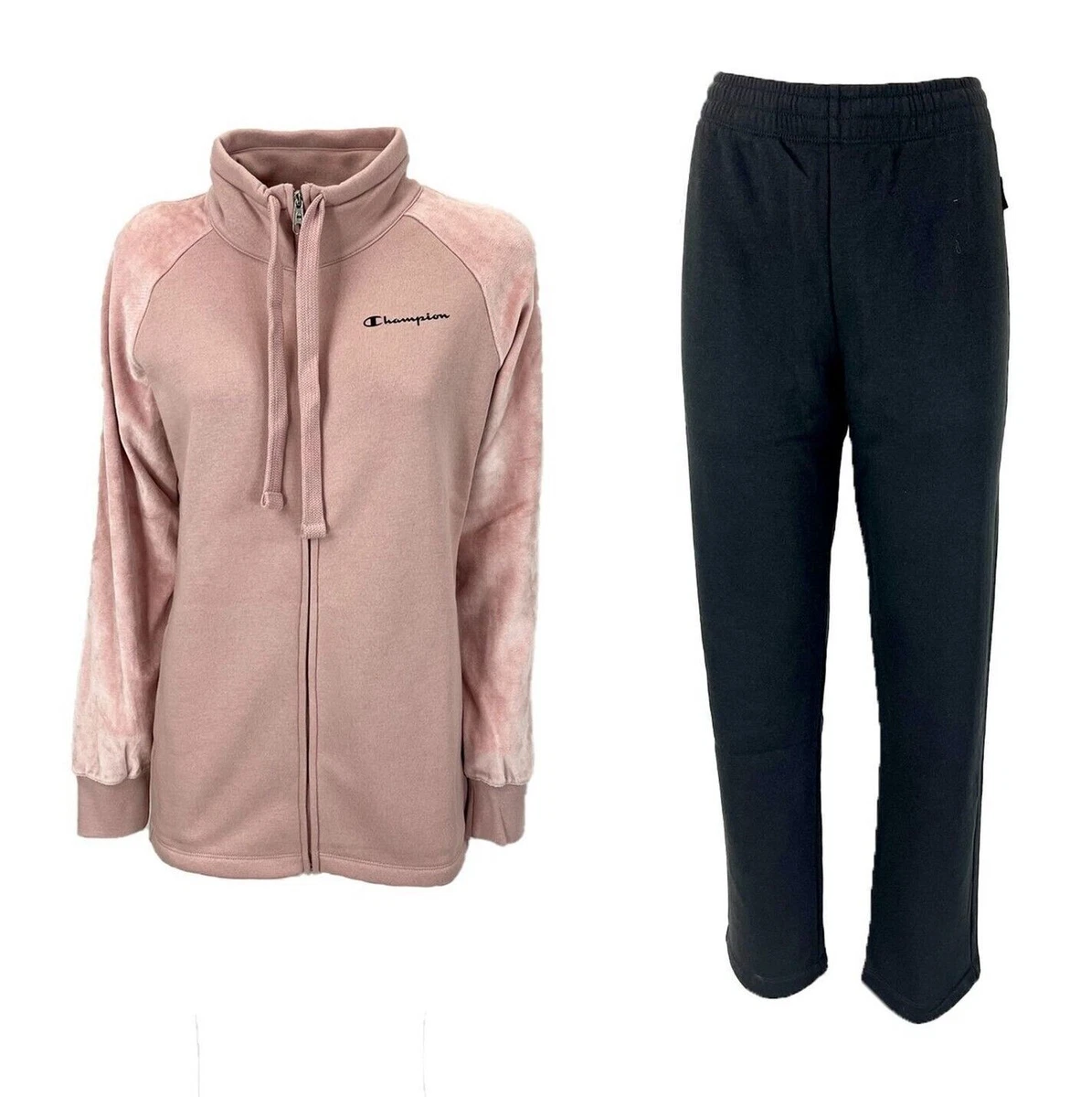 Champion Full Zip Fleece Womens Athletic Fashion Sweatsuit Set Pink 116905 PS124