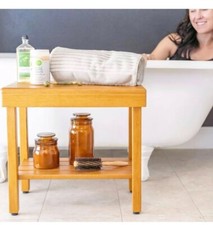 Teak Shower Bench Seat , Shower Bench with Shelf 20.5 x 12 x 19