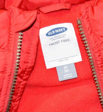 E5 WOW OLD NAVY 3T Boys Girls RED Frost Free Fleece Lined Puffer Vest Jacket
