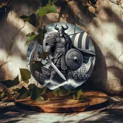 Wikinger Schiff Berserker Metall Wand-Deko Germanen Thor Wandbild Schild Odin
