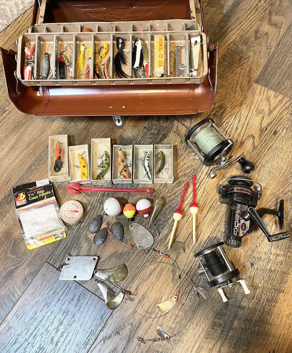 Boîte De Pêche Métal Simonsen Vintage Multi-niveaux Complète Avec Contenu