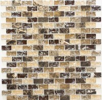 Mosaik StäBchen Verbund Naturstein Mosaikfliese Dunkelbraun Nussbraun Beige Bric