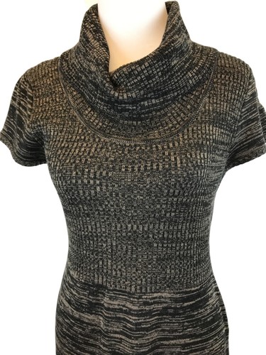 Vestido Suéter Calvin Klein Talla S Marrón Variegado Manga Corta Capucha Cuello Mujer - Imagen 5 de 11