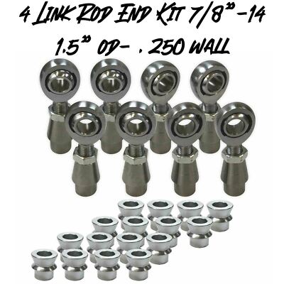 4 Link Rod End Fab Kit 7/8''-14 Chromoly Heim Joints HMS Spacers 1.5'' .250 Wall