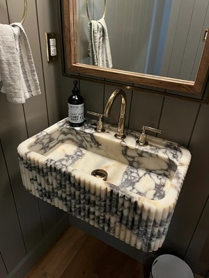 Calacatta Viola Marble Sink With Ribbed on Three Side