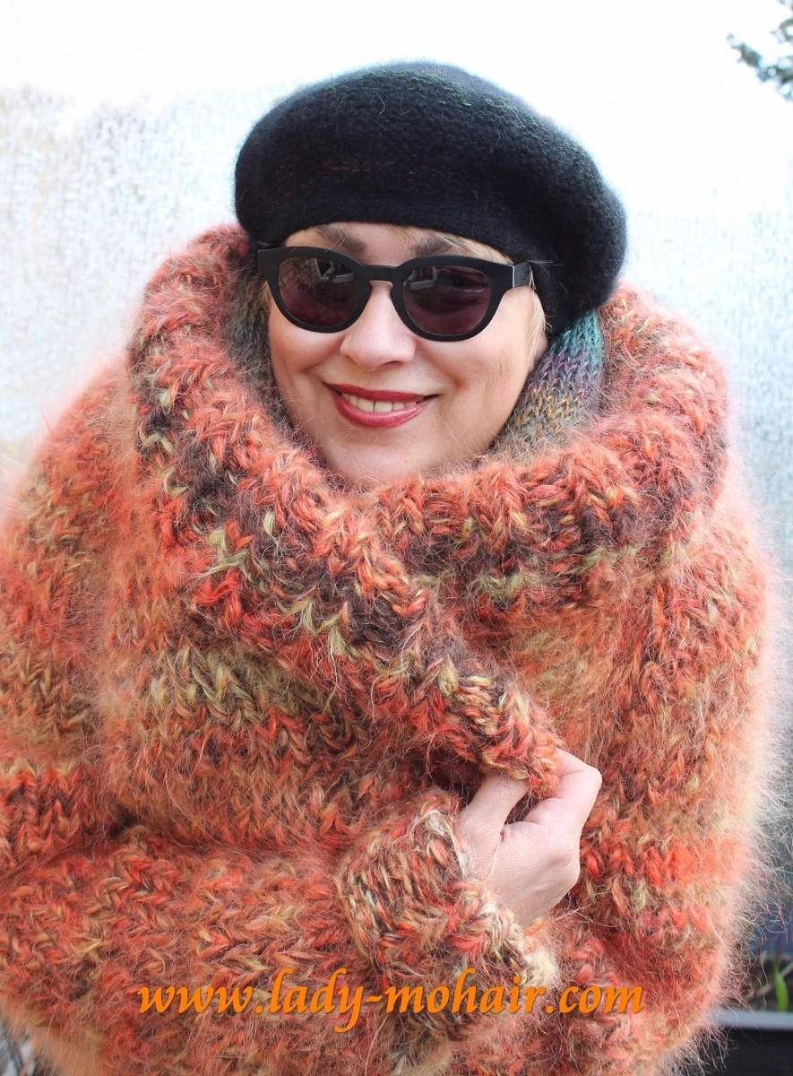 Luxus Mohair soft fuzzy thick sweater Cardigan Strickmantel Coat