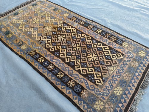 Handwoven Northwestern Faded Afghan kilim Rug | Turkmen Tribal Motif Wool Kilim - Picture 4 of 13