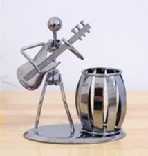 Desk Organizer Office Storage Decorative Guitar Shape Metal Pen Pencil Holder