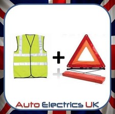 Large Reflective Car Warning Triangle  Hazard Road EU & High Visibility Vest Kit