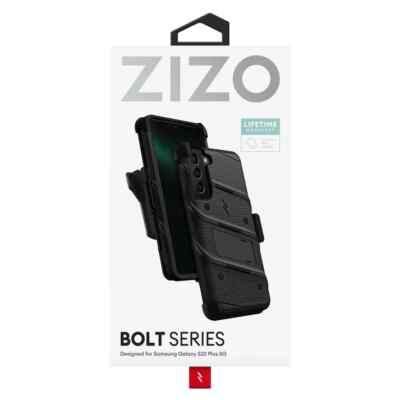 Coque ZIZO Bolt Pour Samsung Galaxy S22 - Rouge, étui Holster + Verre Trempé + Sangle