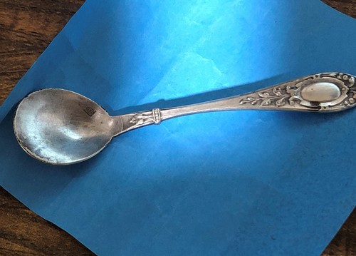 Antiker Silber Salzlöffel oder Pfefferschaufel gepunzt CB florale Designs 2,75" - Bild 2 von 4