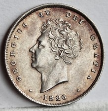 George IV Sterling Silver Shilling, 1826. aUNC. 