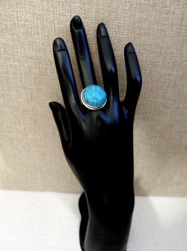 925 Echt Silber *** Echter TÜRKIS *** Großer Ring Gr. 58, UNIKAT - Bild 2 von 18