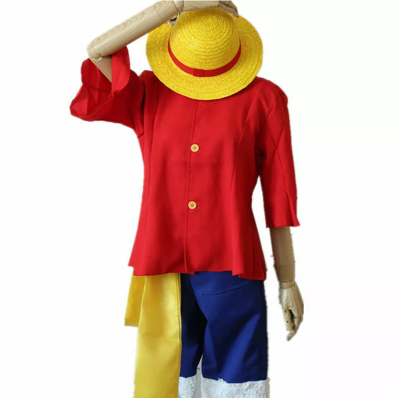 One Piece Cosplay Costume Monkey D Luffy 1st Generation unisex full set  clothes (Vest+Shorts+Hat)