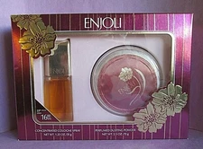 Enjoli Vintage Revlon Perfume Set Spray Cologne 1.25 oz Dusting Powder 2.5 oz 