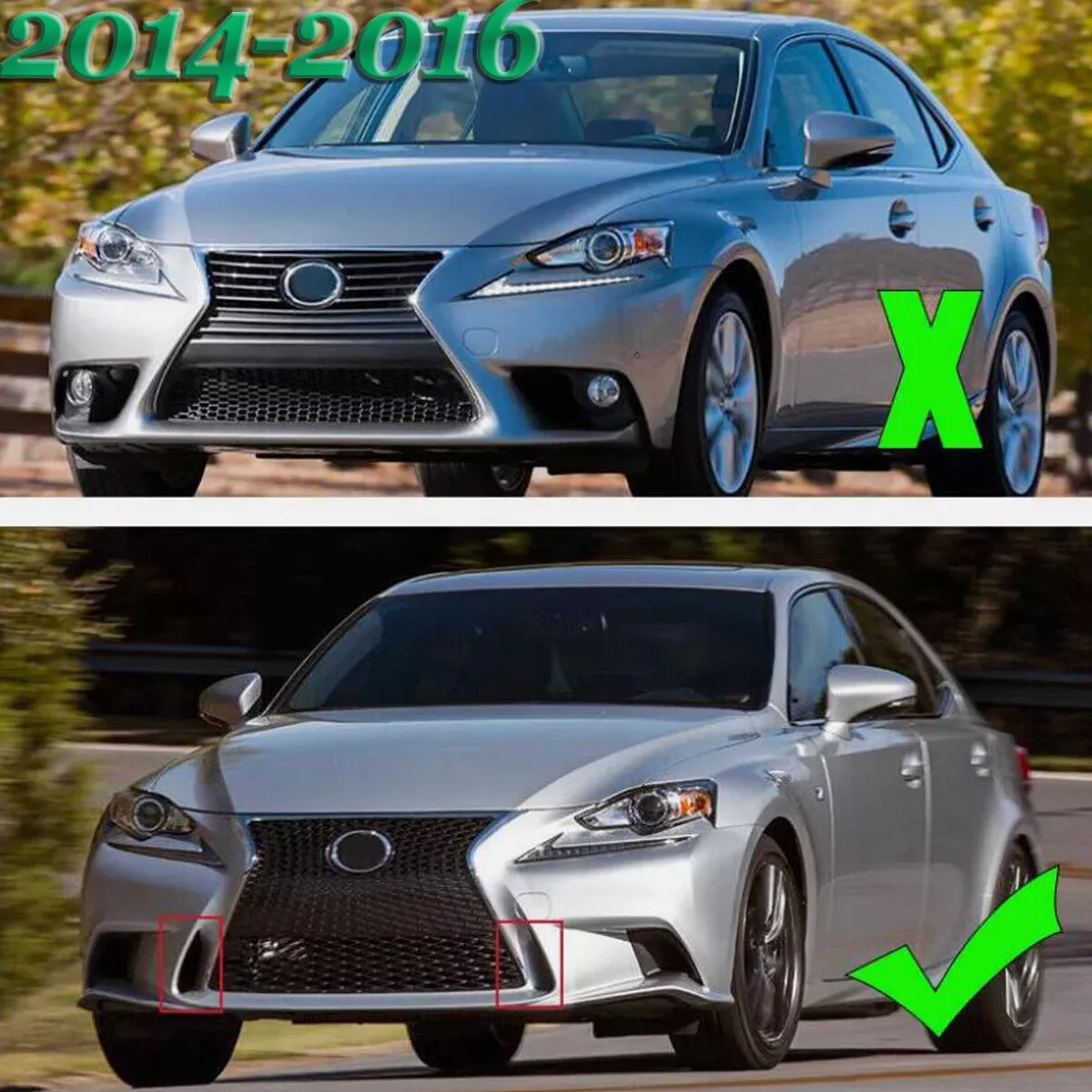 2014-2016 Lexus IS200t IS250 IS350 Front Bumper Upper Lower Grille