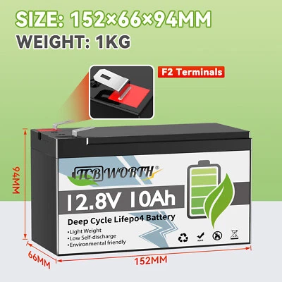 TCBWORTH 12V 10Ah LiFePO4 Akku Lithium Batterie BMS für Wohnmobil Off-Grid Solarbatterie