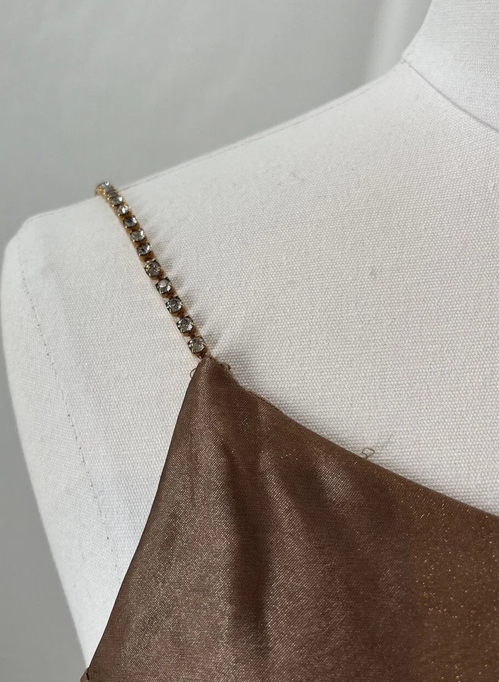 Vestido de Noche Bill Levkoff Talla 4 Marrón Dama de honor Baile de graduación Organza Iridiscente Foto 4 de 4