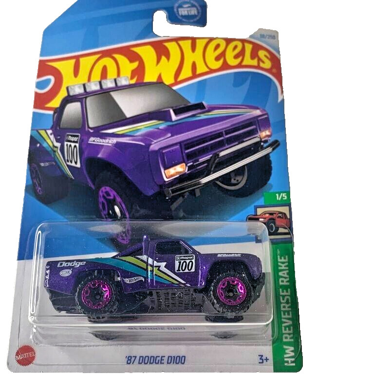 HOT WHEELS 2024 '87 DODGE D100 POLISHED PURPLE 38/250 HTF62 DOLLAR TREE ONLY