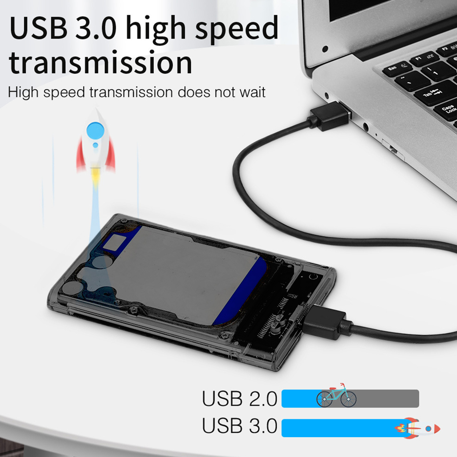 External Hard Drive Enclosure 2.5 Clear Hard Disk Case 5Gbps USB 3.0 generous-image