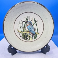 Kingfisher PURBECK POTTERY Plate 8.5" Dish Gilt Edged Studio Art Ceramic