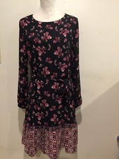 Maurice Tunic Dress & Tie Belt, Small, Ruffle Hem, Long Sleeves Lined
