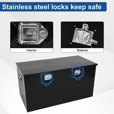 48x24x24 Truck Tool Box Black Aluminum Pickup Truck Bed Storage Chest Toolbox