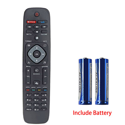 New Remote For All Philips LCD LED Smart TV Netflix Vudu-- with Battery   