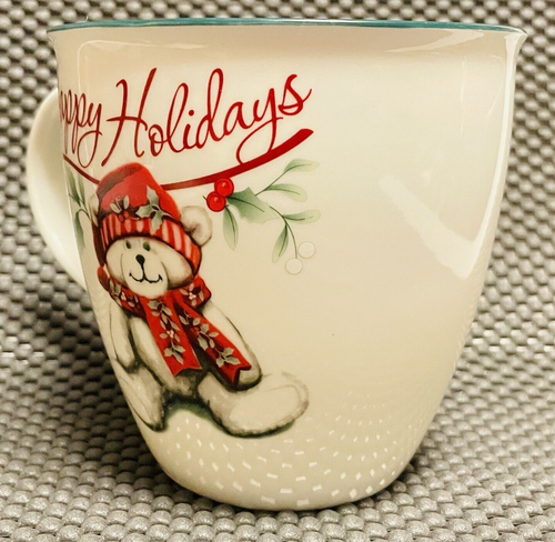 Pfaltzgraff Winterberry Happy Holidays Christmas Teddy Bear Mug/Cup 20 Oz - Picture 4 of 10