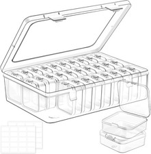 Clear Plastic Bead Storage Cases, Mini Rectangle Storage Containers with Hinged