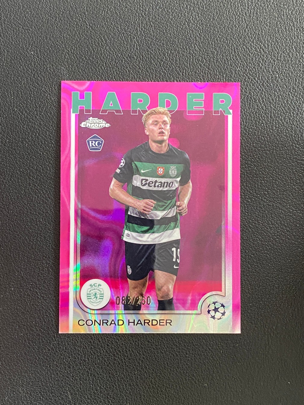 Conrad Harder 2024-25 Topps Chrome UEFA Pink Lava Refractor /250 RC #177